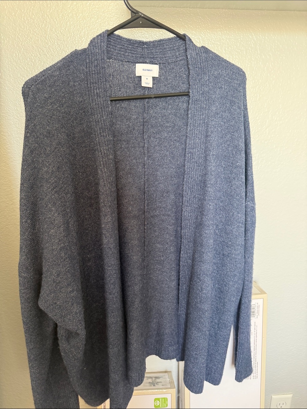 Old Navy Heathered Blue Open-Front Women's Cardigan